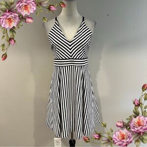 Soprano junior Striped halter Dress Skater Style size junior large